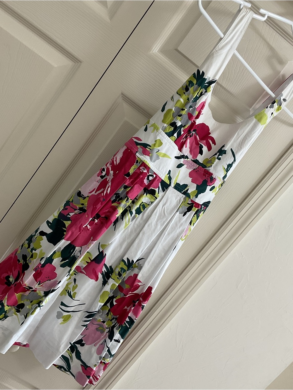 White & Floral Garden Party Dress  A-line Dress